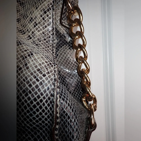 Michael Kors Ombré Hamilton Leather Snakeskin Embossed Satchel Shoulder Bag - Picture 4 of 15